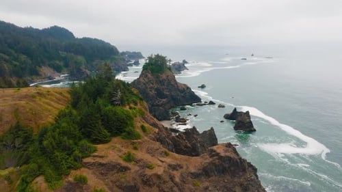 West Coast Drone Footage Scenic Cliffs Beaches And Rolling Waves