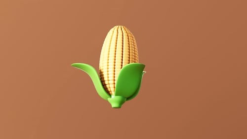 Animated 3D Corn Cob Rotation Loop