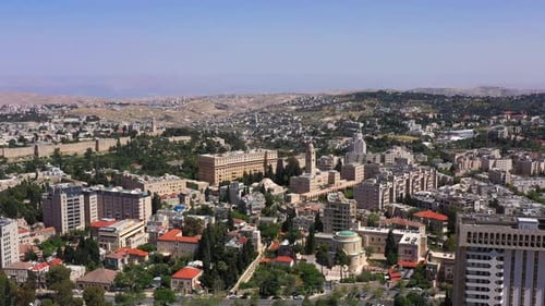 Centre de Jérusalem et remparts de la vieille ville - Vue aérienne