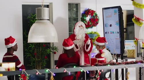 Festive Santa Delivering Business Presentation