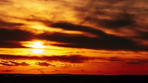 Amazing Sunset in Dark Sky with Epic Dramatic Clouds Timelapse