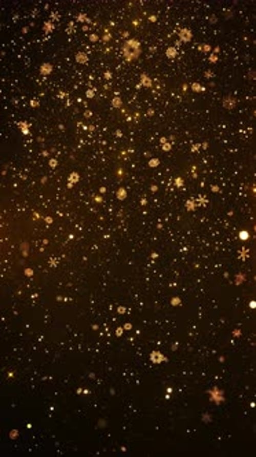 Shimmering Light Particle Futuristic Glitter Snow Swirl Background Falling Glow Gold Snowflake on