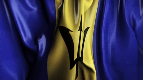 Barbados National Flag Waving Seamless Loop