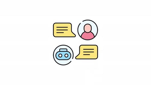 Modern Flat Design User and Chat Icons Animation