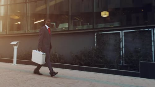 Businessman Walking with Briefcase in the City