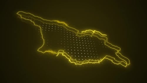 Neon Glowing Country Map Outline Digital Loop