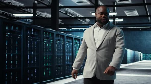 Server Farm Admin Overseeing Supercomputers