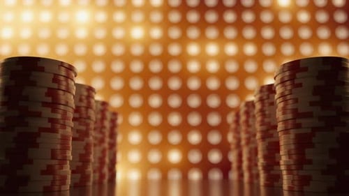 Vip Poker Stacks of Chips on a Luxury Light Flickering Background Gambling Game and Casino Chips