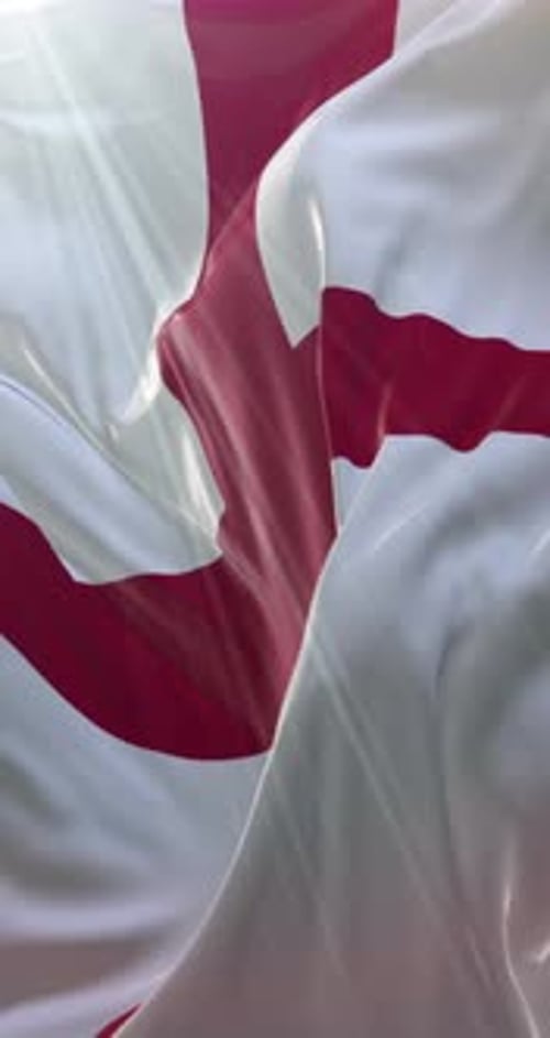 Realistic Waving England Flag St. George's Cross Vertical Background