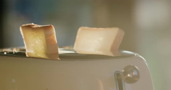 Load Two Slices of Bread Into the Toaster for Breakfast, Food Stock ...