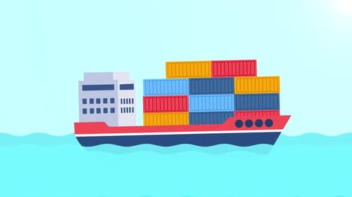 cargo container ship in the sea international export business animation
