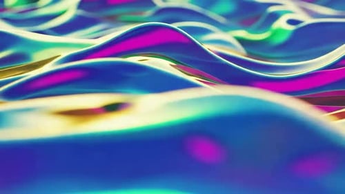 Iridescent Abstract Liquid Waves Motion Background