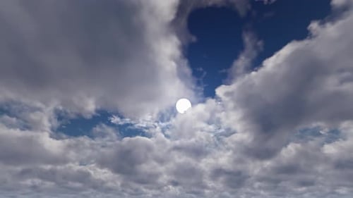 Time-Lapse Sky with Moving Clouds and Sun