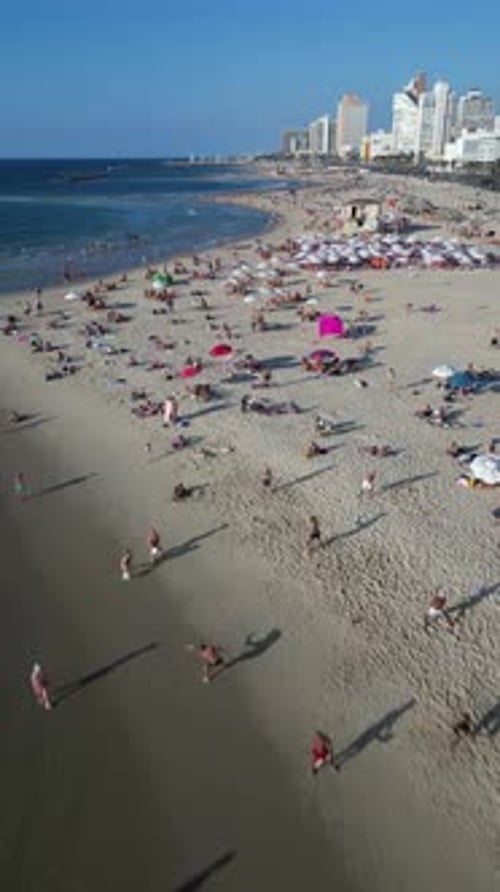 Aerial video on the beaches of Tel Aviv