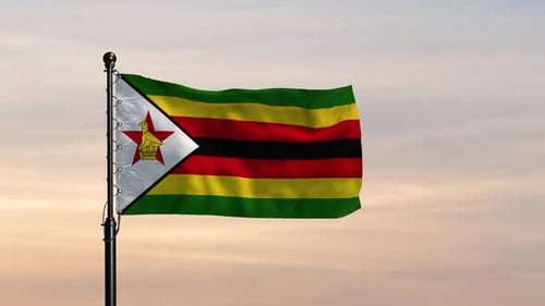 Zimbabwe Stunning Flag View in a Breezy Sky