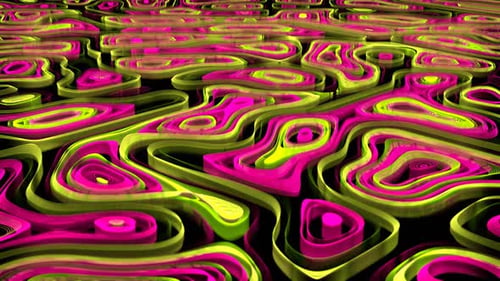 Pink And Light Green Abstract Neon Ribbons Background VJ Loop l 4K