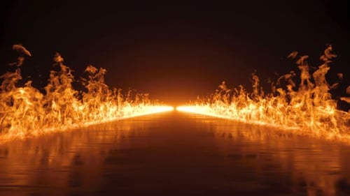 Fundo preto animado em 3D com fogo ardente