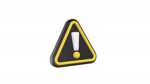 Rotating 3D Warning Sign Exclamation Mark Icon