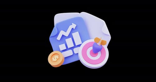 Modern 3D Business Growth and Success Icon Animation