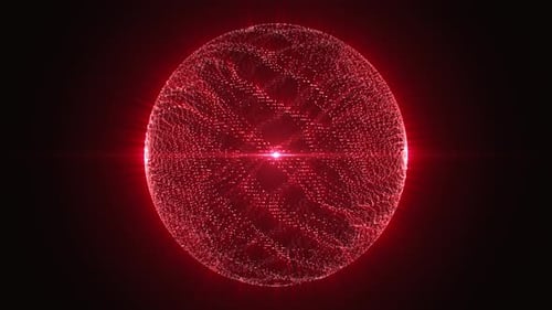 Abstract Futuristic Red Digital Sphere Particle Background Animation