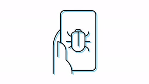 Animiertes Liniensymbol des Telefons mit Virenfehler.