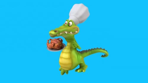 Fun 3D crocodile running (with alpha channel included)