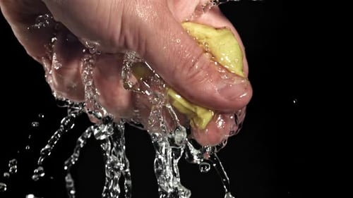 A Wet Rag in His Hand Filmed on a Highspeed Camera at 1000 Fps