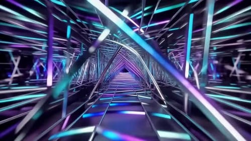 Abstract Cyberpunk Neon Light Tunnel VJ Loop
