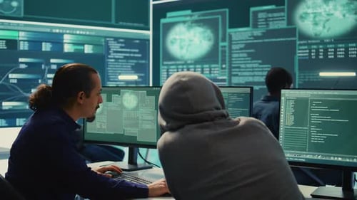 People Working at Computers in Bright Office