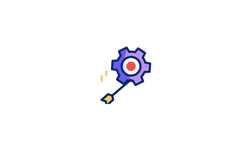 Animated Flat Design Gear Icon With Arrow Hitting Target
