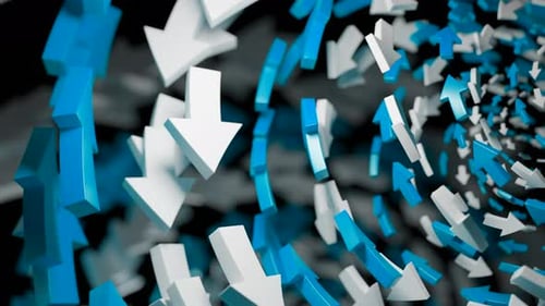 Abstract spinning colorful 3D arrows