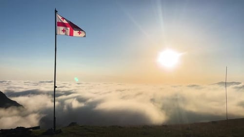 drapeau agitant au sommet