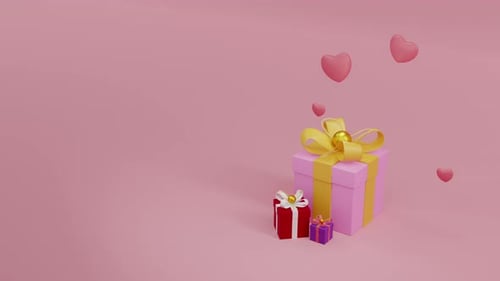 Animated 3D Gift Boxes and Floating Hearts for Celebrations