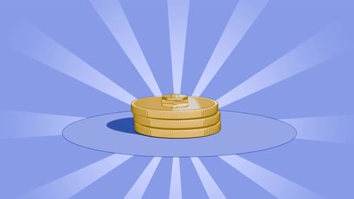 Coin for casino. Currency. Donations. Money, bank, loans. A gold coin with a dollar symbol is tilted