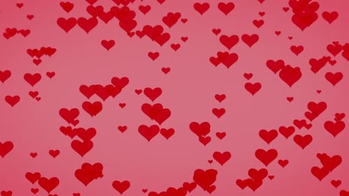 Floating Red Hearts Minimalist Animation on Pink Background