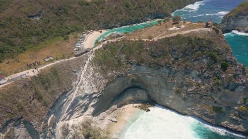 Aerial view of Atuh and Diamond beach in Nusa Penida, Indonesia