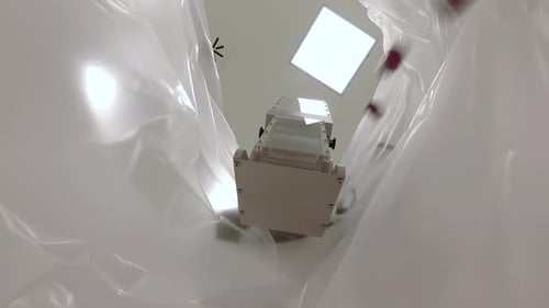 Capsules Falling into Collection Bag in Production Process