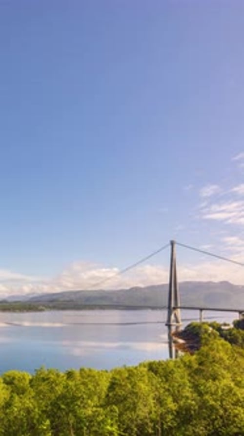 Time lapse of suspension bridge in Northern Norway.
