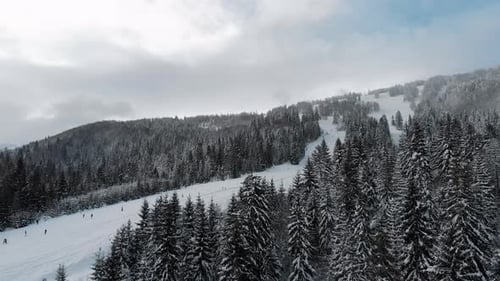 Winter Landscape in the Mountains Ski Resort Top View Drone