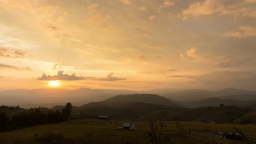 Beautiful landscape view of sunset at rice terraces in chiang mai , Thailand.