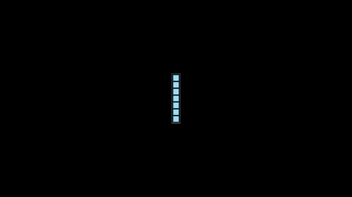 Interface Collection: Animation of a rising bar having square blocks within in center on a black bac