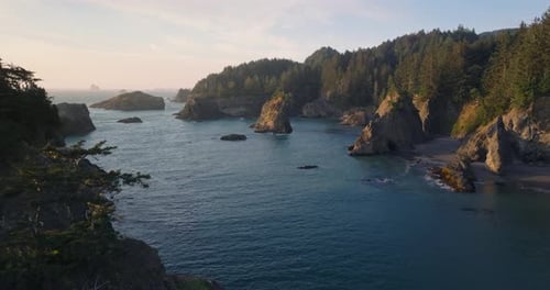 Aerial View of Samuel H Boardman Oregon's Scenic Coastal Cliffs
