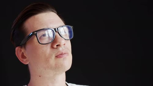 Adult Wearing Head Mounted Device and Glasses