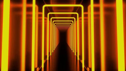 Seamless Loop of Glowing Neon Geometric Tunnel