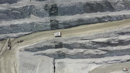 Aerial View of an Open Cast Mine and Mining Equipment