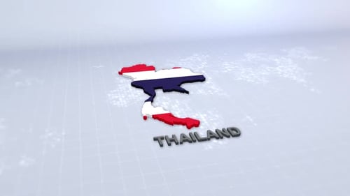 3D Animated Map of Thailand with Flag Colors