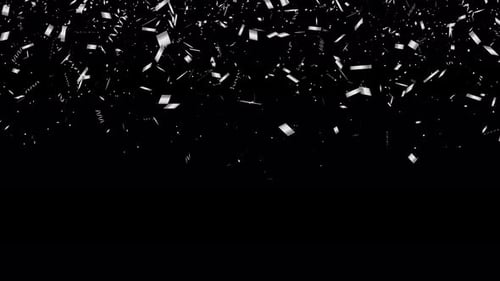 Confetti Falling On Alpha Channel Background, Silver Confetti Falling On Black Background, Falling