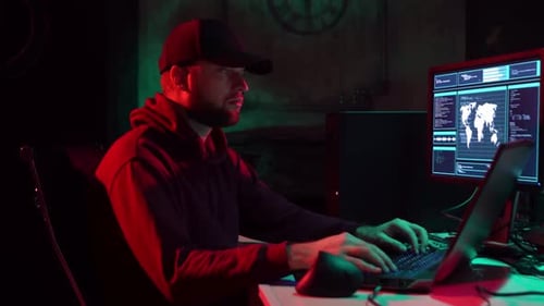 Hackers Breaking Server Using Multiple Computers and Infected Virus Ransomware Cybercrime