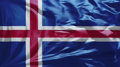 Waving Flag of Iceland Seamless Loop Animation