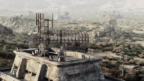 A Serene Forest Scene Captured Within a Protective Fence